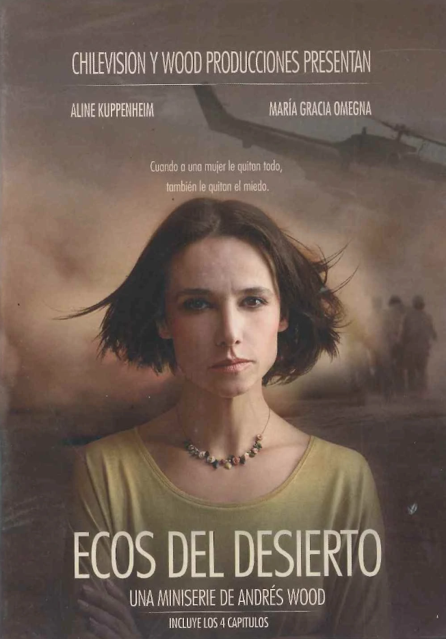 La abogada Carmen Hertz con el telón de fondo de la Operación Caravana de la muerte, Ecos del desierto, una miniserie de Andrés Wood.