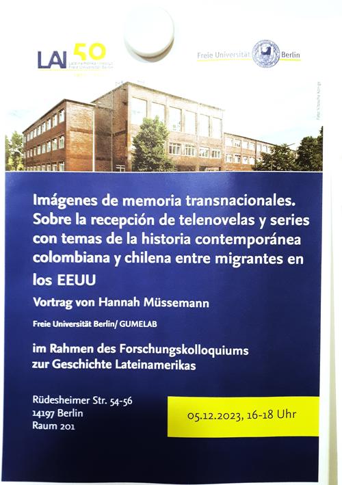 Presentación del proyecto de doctorado de Hannah Müssemann en el coloquio sobre historia latinoamericana, 05.12.2023