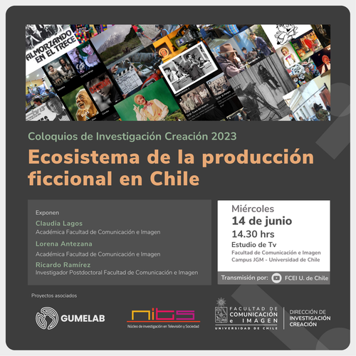 „Ecosistema de la producción ficcional en Chile“, fünftes Koloquium für Forschung und Entwicklung, aufgezeichnet im Fernsehstudio der Fakultät für Kommunikation und Bild der Universidad de Chile, 14.06.2023